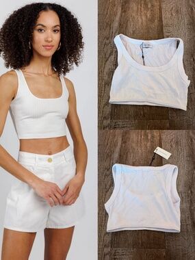 NEW Resa Womens XS Crop Ribbed White Tank Made in LA